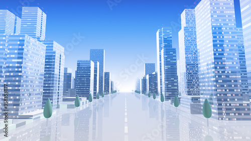 City Building Simple Modern Skyscraper business street 3D illustration background