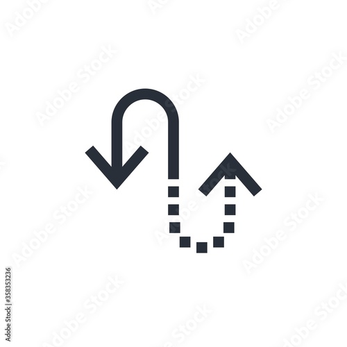 Direction sign, inverse arrows. Vector icon on a white background.