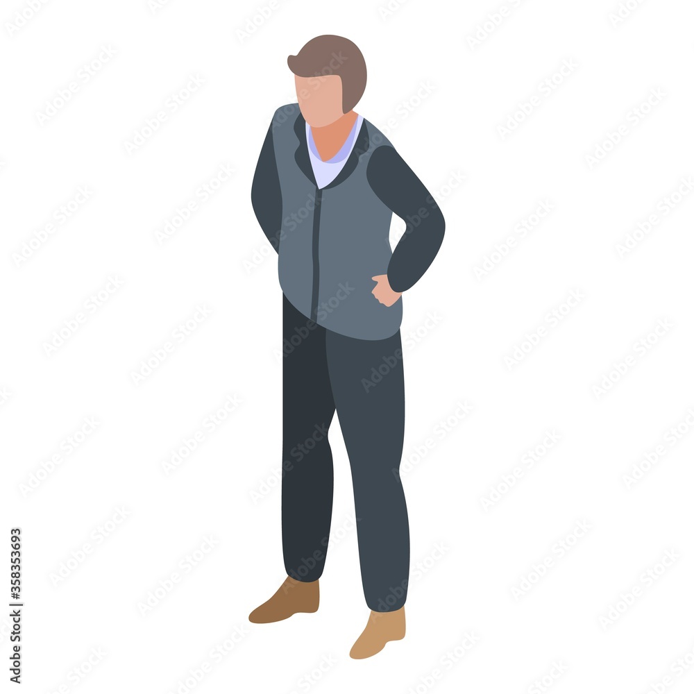 Black clothes personal guard icon. Isometric of black clothes personal guard vector icon for web design isolated on white background Black clothes personal guard icon. Isometric of black clothes personal guard vector icon for web design isolated on white background