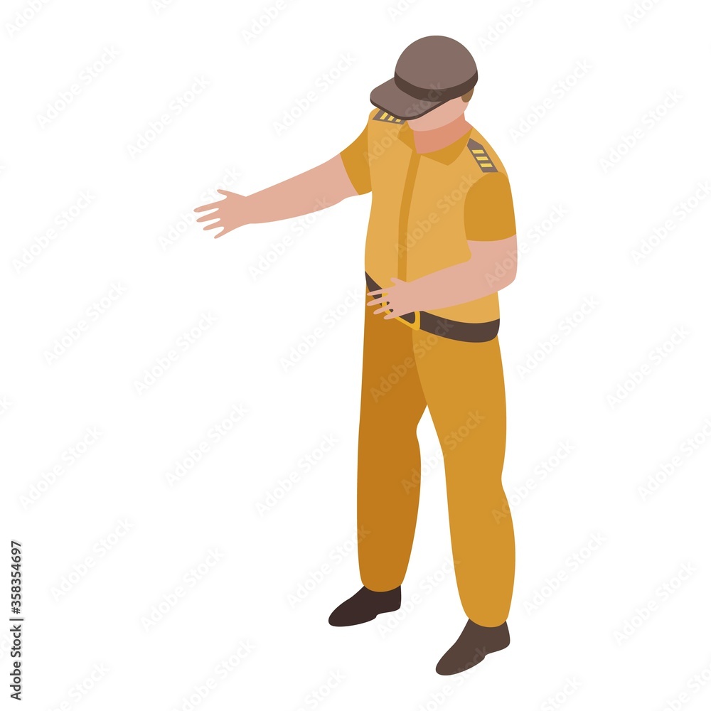 Policeman with desert color icon. Isometric of policeman with desert color vector icon for web design isolated on white background