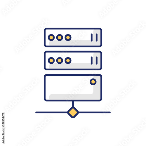 Proxy server RGB color icon. Online resource access. Internet privacy and virtual traffic routing. Private VPS technology, data center. Isolated vector illustration