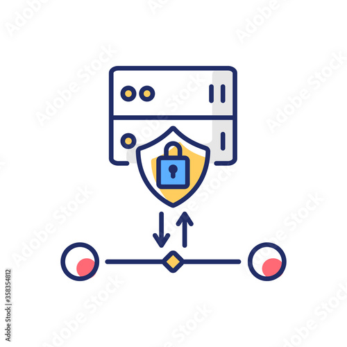 SSl encryption RGB color icon. Website safety, cybersecurity. Reverse proxy for user and host protection, internet security certificate. Isolated vector illustration