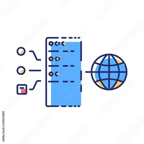 Transparent proxy RGB color icon. Intercepting, inline or forced VPS. Gateway internet connection. Proxy server hidden from user. Isolated vector illustration