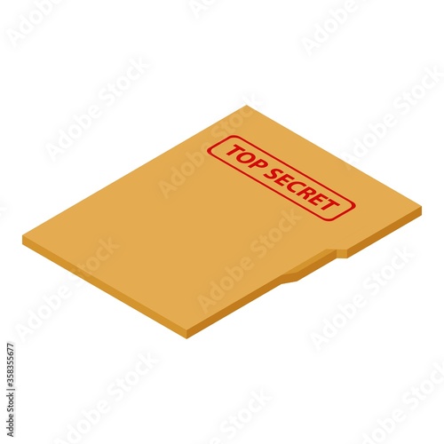 Police top secret folder icon. Isometric of police top secret folder vector icon for web design isolated on white background