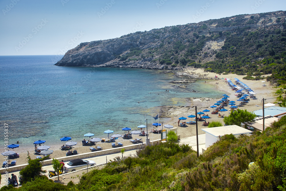 Faliraki nudist beach, Rhodes island, Greece