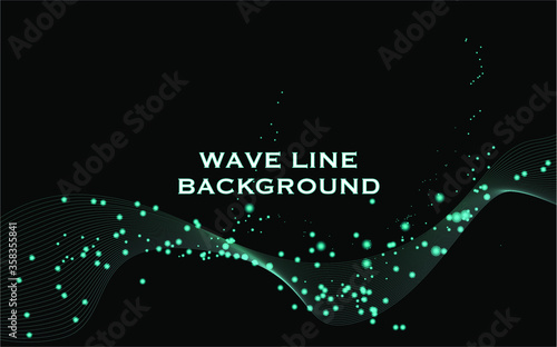 Technology digital wave line background concept.Beautiful motion waving dots texture with glowing defocused particles. Cyber or technology background. High-tech concept. 