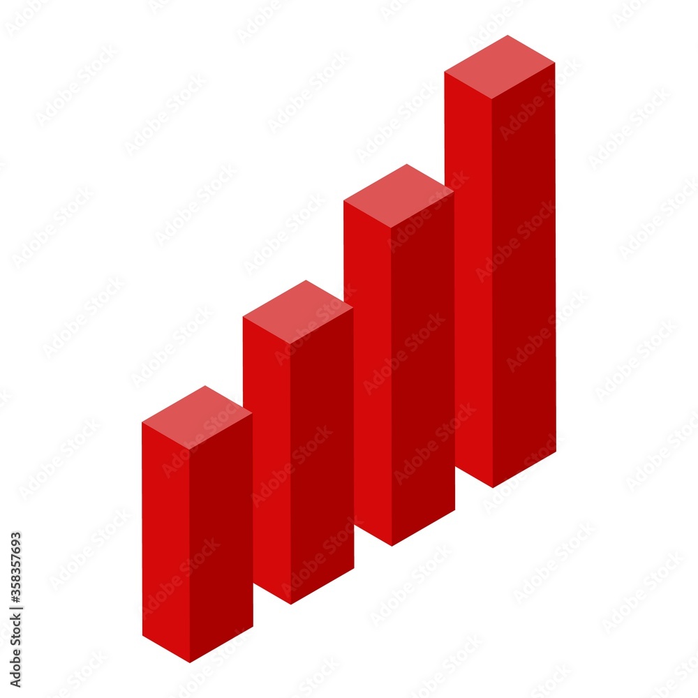 Graph bars icon. Isometric of graph bars vector icon for web design isolated on white background Graph bars icon. Isometric of graph bars vector icon for web design isolated on white background