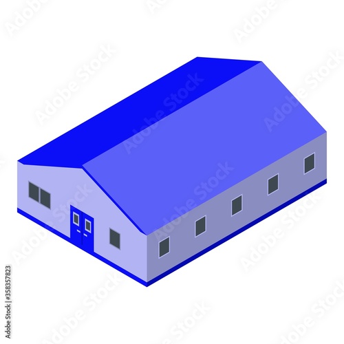 Fish farm building icon. Isometric of fish farm building vector icon for web design isolated on white background