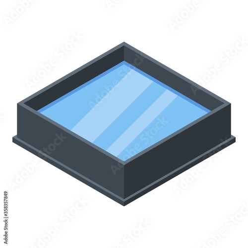 Square fish pool icon. Isometric of square fish pool vector icon for web design isolated on white background