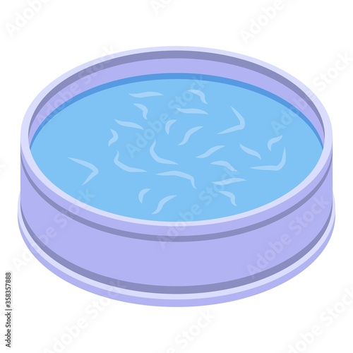 Eco fish farm pool icon. Isometric of eco fish farm pool vector icon for web design isolated on white background