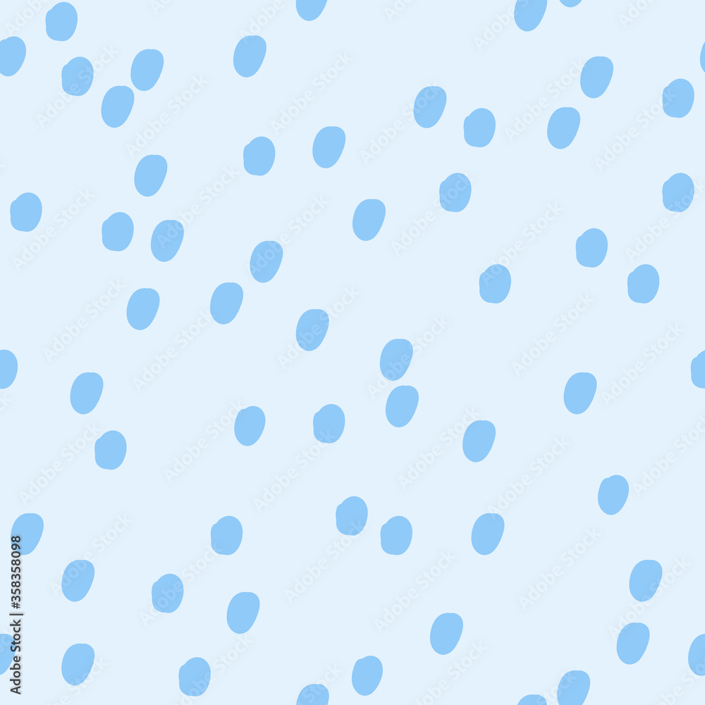 Sky blue dotted pattern. Animal print sky blue Dalmatian seamless pattern design. Trendy minimalistic spotted texture. Blue background for card, presentation, web banner, textile print.