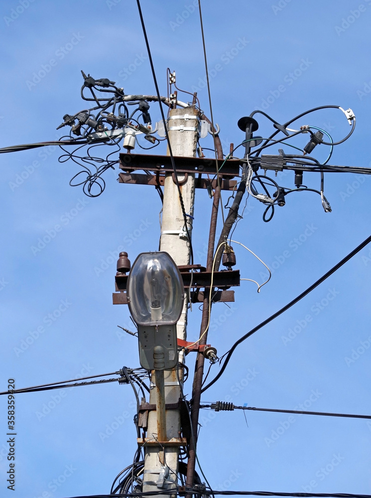 Electrical tower on background of blue sky Electrical tower on background of blue sky