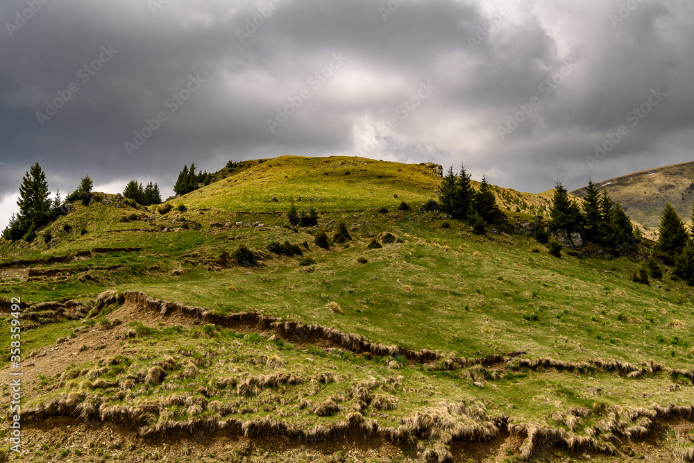 Outstanding panorama  of the mountain peaks of Romania