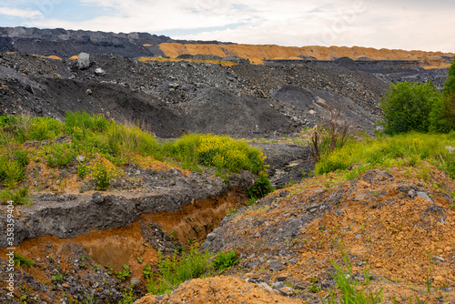Dumps of waste rock in coal mining