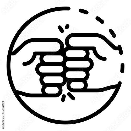 Greeting with fists icon. Outline greeting with fists vector icon for web design isolated on white background