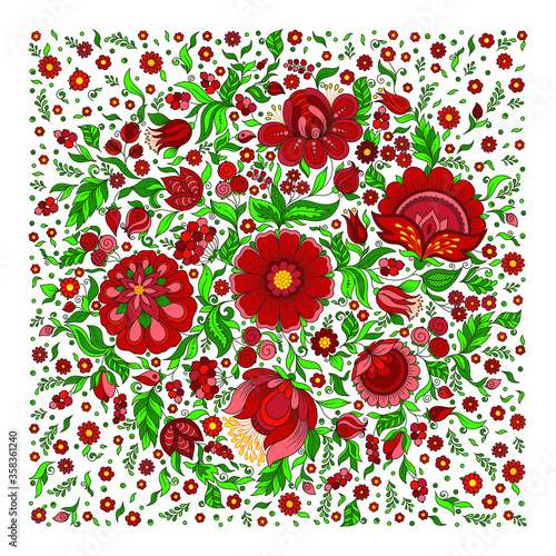 Pattern for head scarf with Traditional Ukrainian Painting