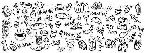 Cute hand drawn food icons. 