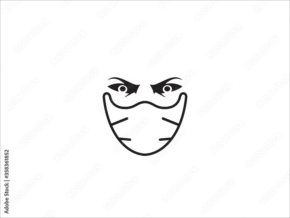 People face with mask vector icon in isolated on white background. Wear dust mask People face with mask vector icon in isolated on white background. Wear dust mask