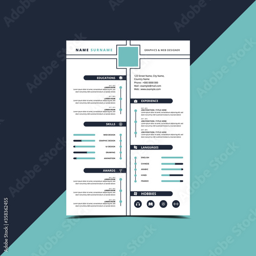 Professional Minimalist modern Resume CV curriculum vitae Template For interview