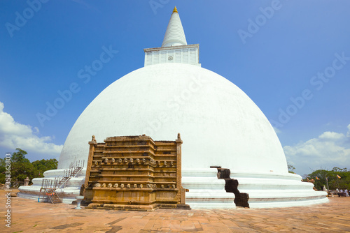 At the ancient Buddhist stupa of Mirisaveti on a sunny day. Anuradhapura  Sri Lanka
