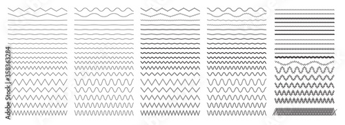 Set of wavy zigzag horizontal lines