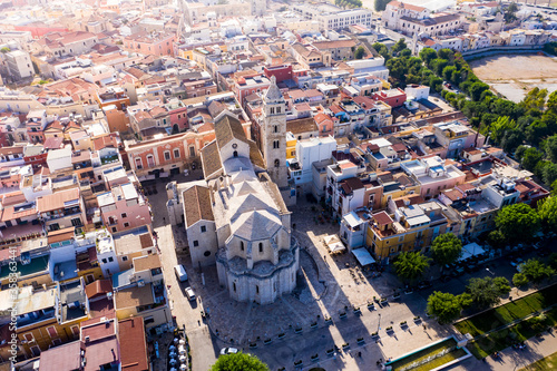 Italy, Province of Barletta-Andria-Trani, Barletta, Helicopter view of Barletta Cathedral photo