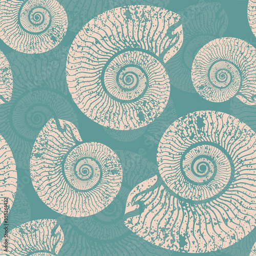 seamless seashell nautilus pattern vector illustration