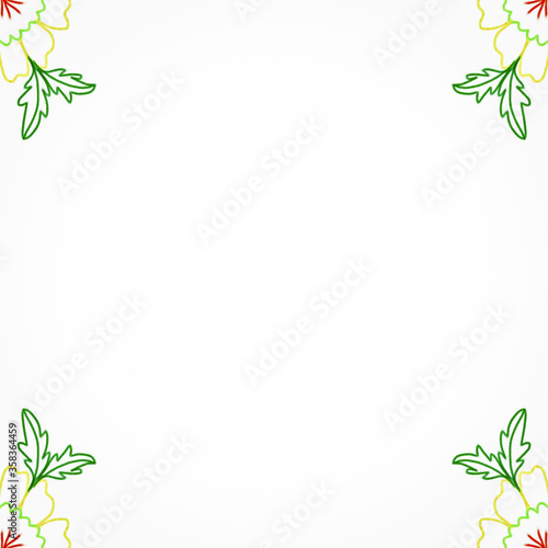 floral frame with green leaves, beautiful geometric shaped pattern drawn on abstract background, watercolor canvas, graphic design texture illustration wallpaper