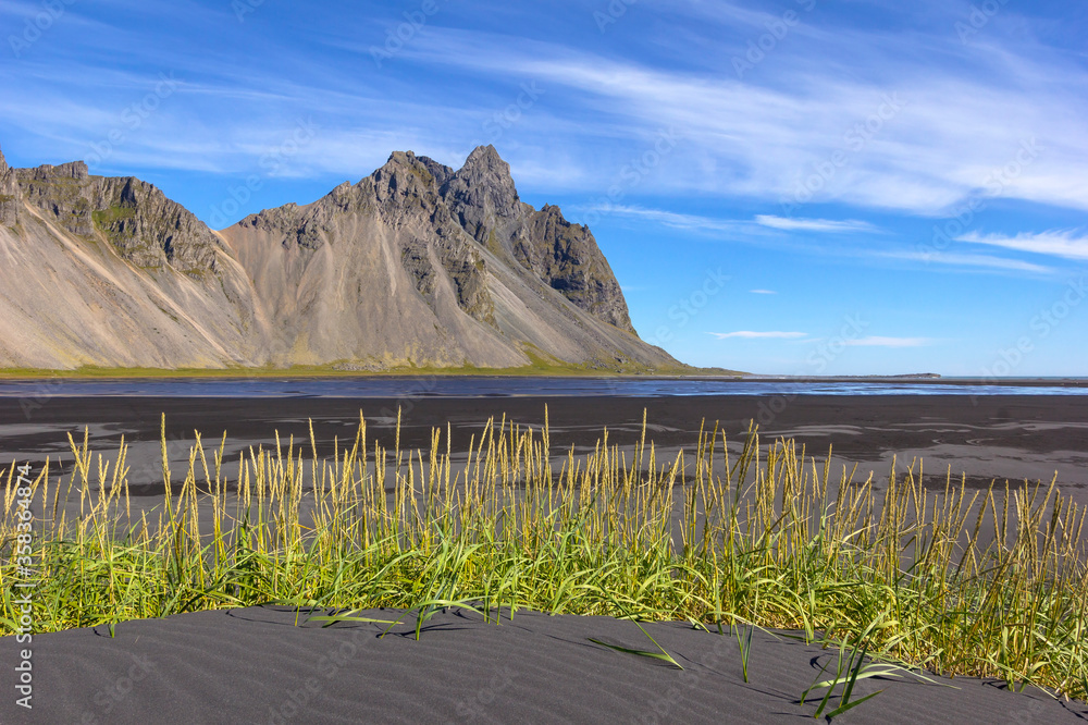 View to the famous Vestrahorn and Stokksnes