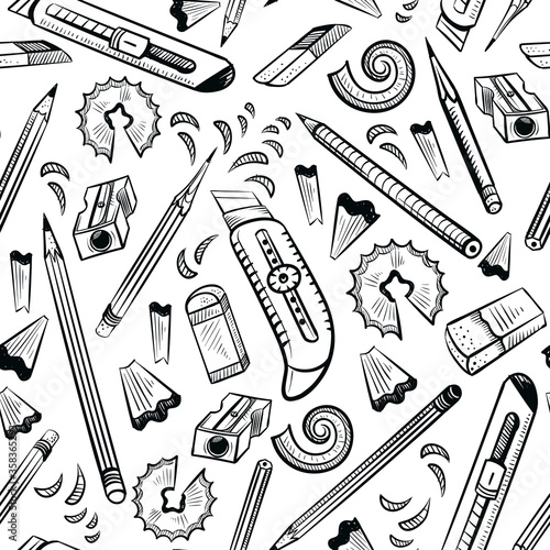 seamless art tools pattern vector illustration