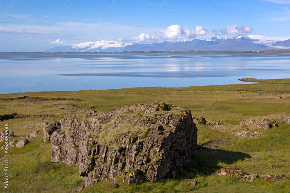 View to Vatnajokull, also known as the Water Glacier in English, is the largest and most voluminous ice cap in Iceland