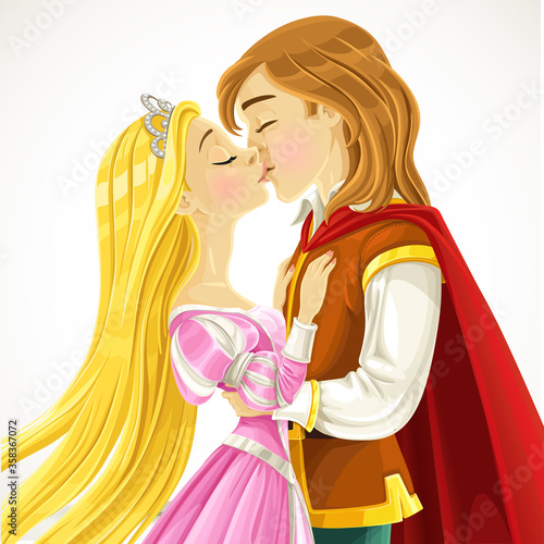 Prince Charming kisses the cute princess