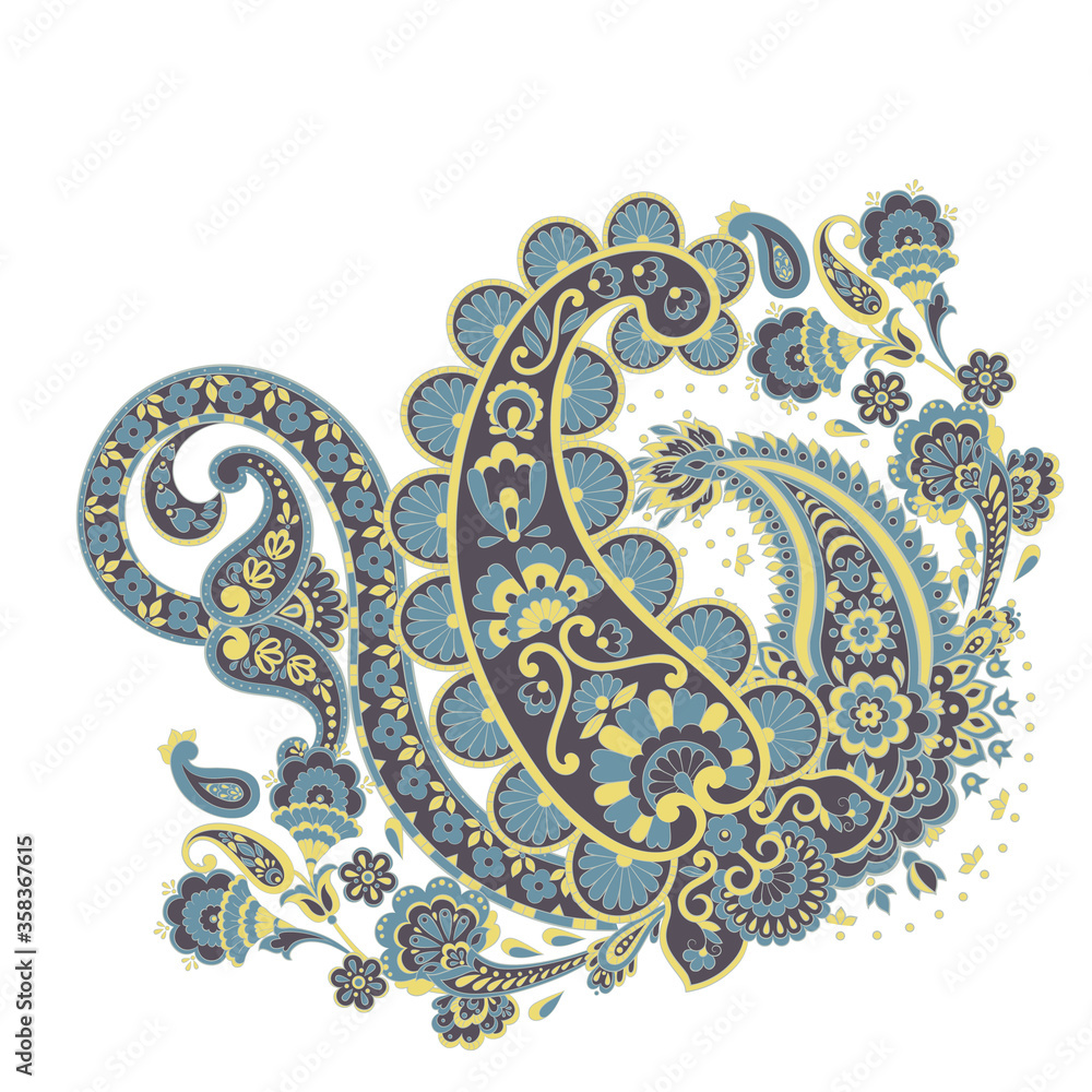 Isolated paisley ornament. Vector Damask illustration