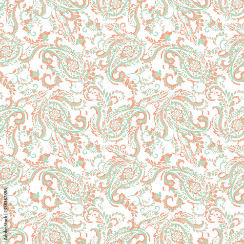 Paisley Floral oriental ethnic Pattern. Seamless Vector Ornament. Damask fabric patterns