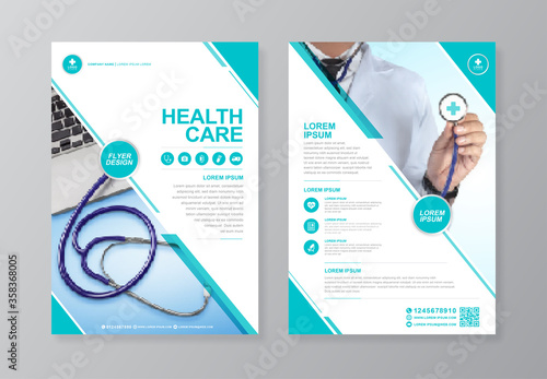 Corporate healthcare and medical cover and back page a4 flyer design template for print