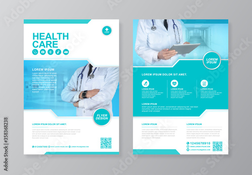 Corporate healthcare and medical cover and back page a4 flyer design template for print