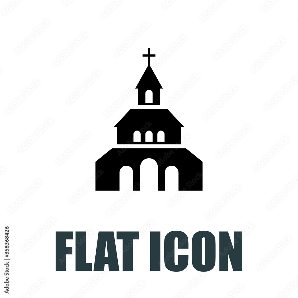 Church Icon. Flat illustration isolated vector sign