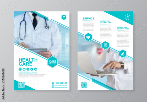 Corporate healthcare and medical cover and back page a4 flyer design template for print