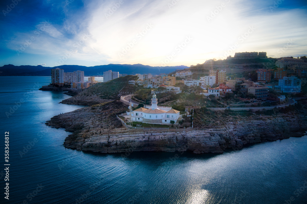 Cullera lighthouse, mediterranean coast.