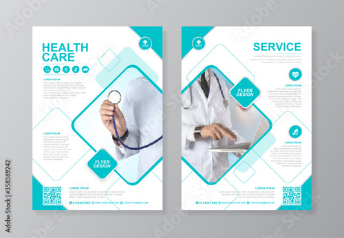 Corporate healthcare and medical cover and back page a4 flyer design template for print