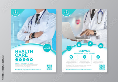 Corporate healthcare and medical cover and back page a4 flyer design template for print