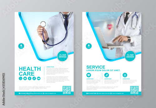 Corporate healthcare and medical cover and back page a4 flyer design template for print