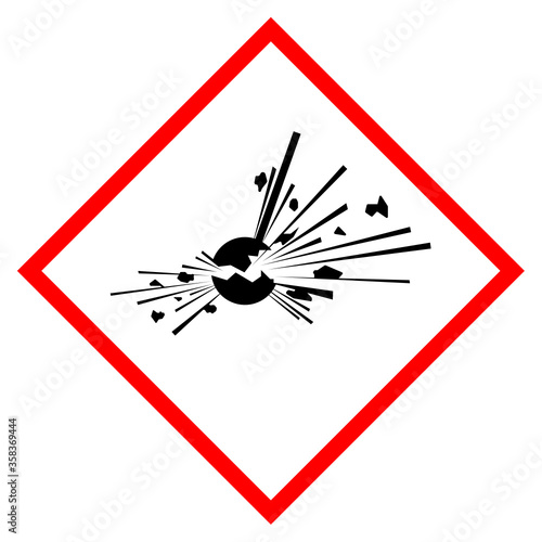 Warning exploding bomb vector sign isolated on white background