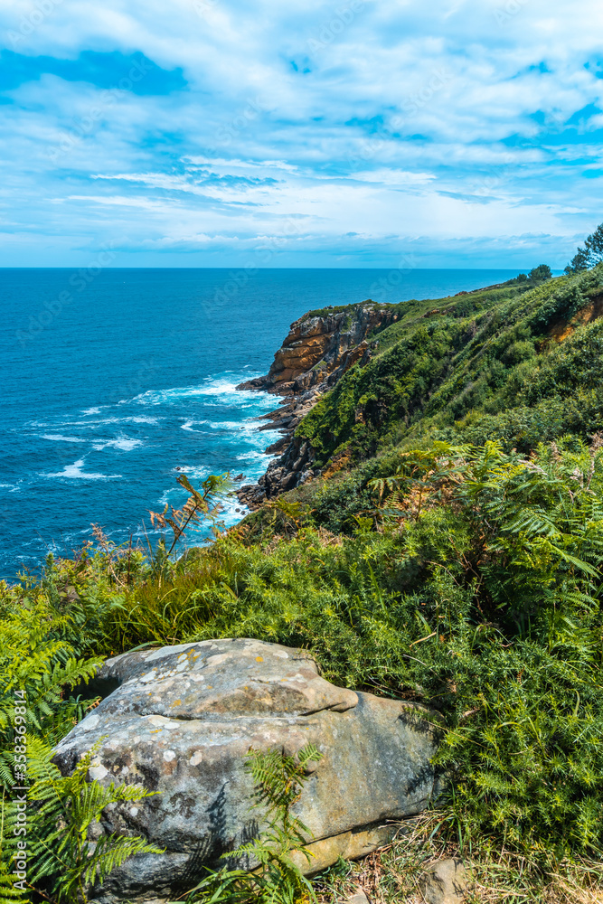 Monte Ulia in the city of San Sebastián, Basque Country. Visit the hidden cove of the city called Illurgita Senadia or Illurgita Senotia. Looking at the cove of Mount Ulia from above