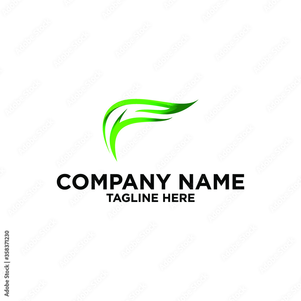 design letter f green logo template