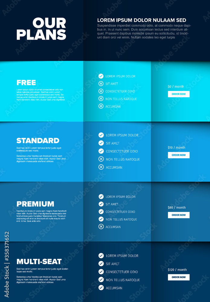 Product version features vertical blue schema template Product version features vertical blue schema template