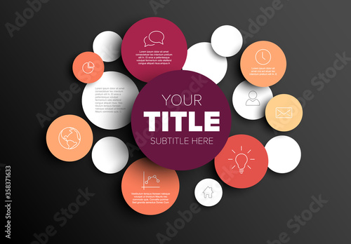Multipurpose infographic made from red content circles