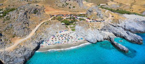 Fototapeta Naklejka Na Ścianę i Meble -  Amazing Ammoudi, Ammoudaki, Damnoni beaches in Crete island, Greece near famous resort of Plakias