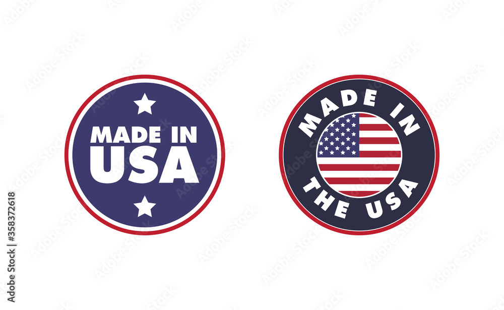 Made in the USA badge collection. American proud badge. United States of America flag color symbol. Made in the USA badge collection. American proud badge. United States of America flag color symbol.