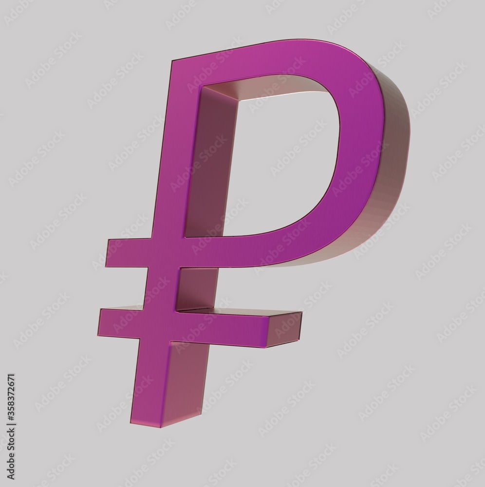 Obraz premium Ruble symbol sign isolated rouble Russian ruble 3d render